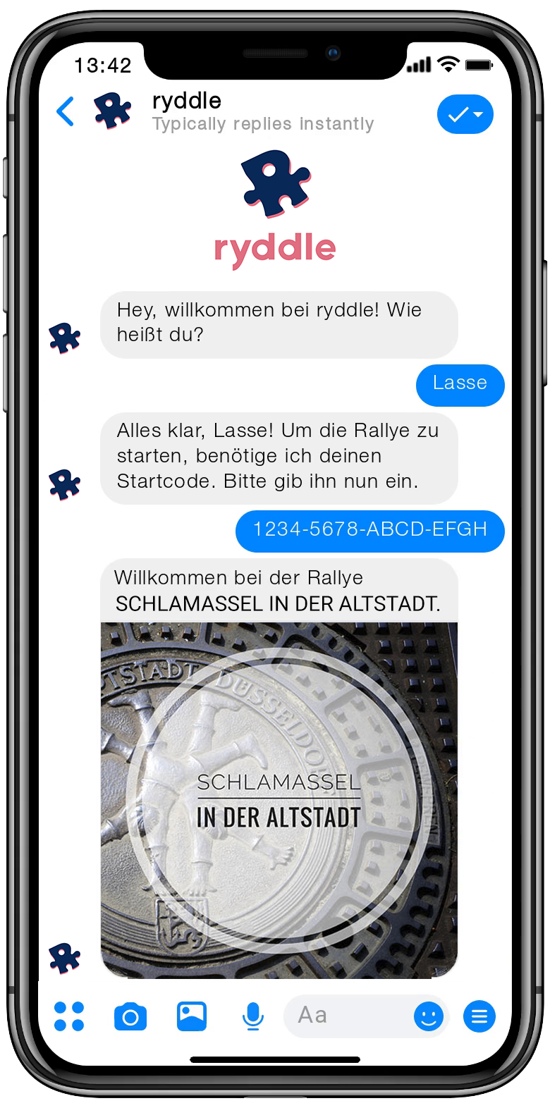 ryddle preview DUS de ryddle Vorschau Chat auf dem Smartphone